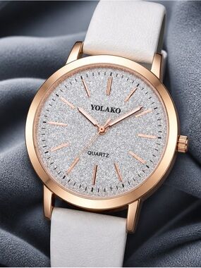 2387 - White -Rose Gold Case White Leather Women's Quartz Watch